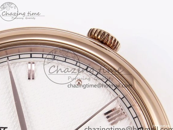 0121 Modern De Ville Date RG MKF 1:1 Best Edition White Textured Dial Roman Marker on Brown Leather Strap A 7752